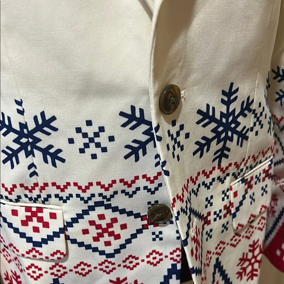 Shinesty Red and Cream Nordic Holiday Pattern Blazer Jacket size 36 - Picture 4 of 12